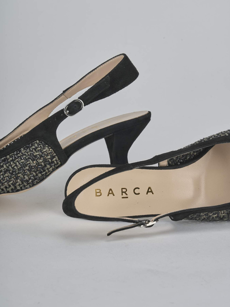 Décolleté e slingback tacco 6cm camoscio nero