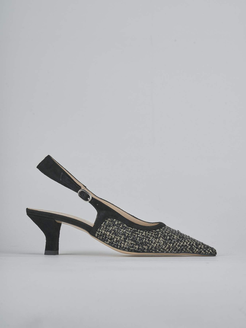 Décolleté e slingback tacco 6cm camoscio nero