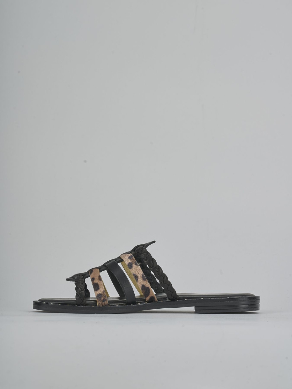 Ciabatte tacco 1cm pelle nero