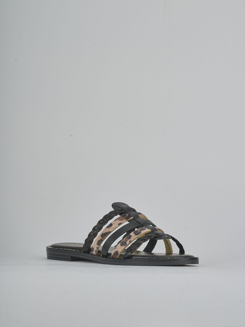 Ciabatte tacco 1cm pelle nero