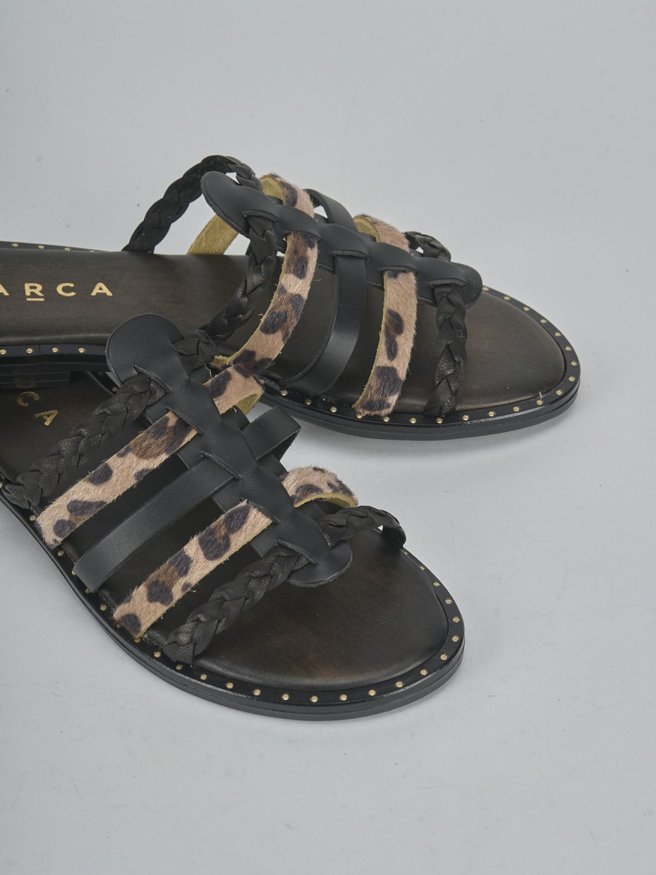 Ciabatte tacco 1cm pelle nero