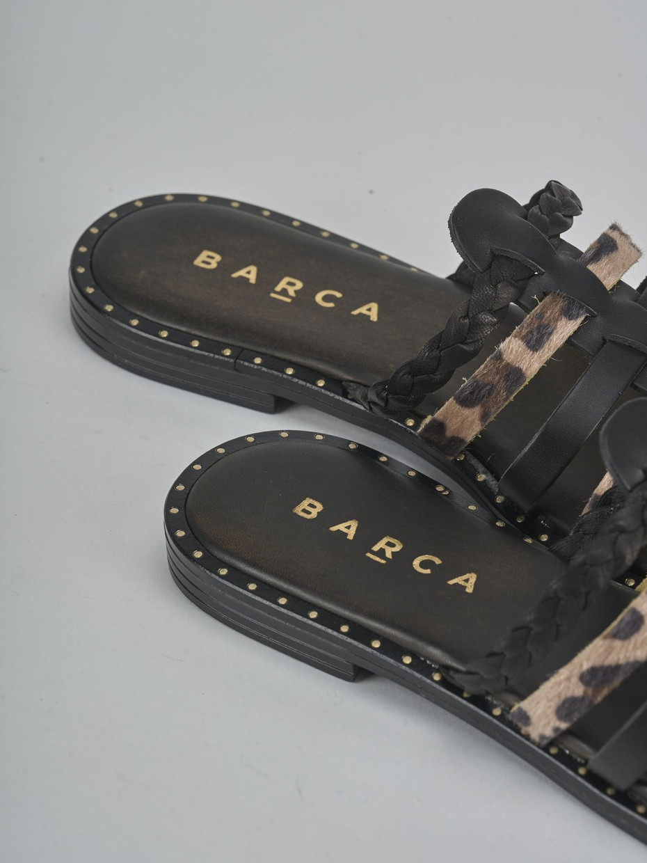 Ciabatte tacco 1cm pelle nero