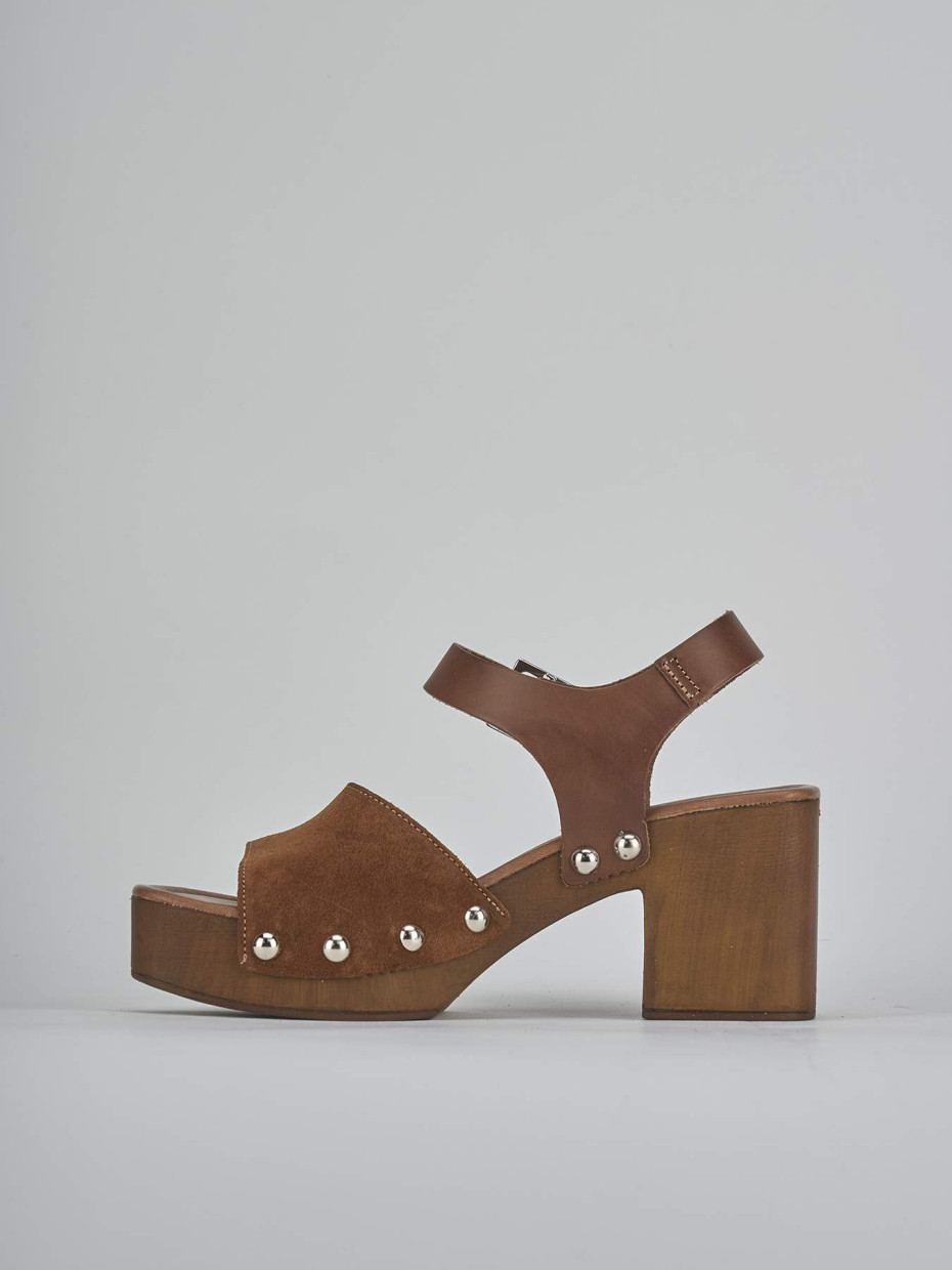 Sandali tacco 8cm camoscio marrone