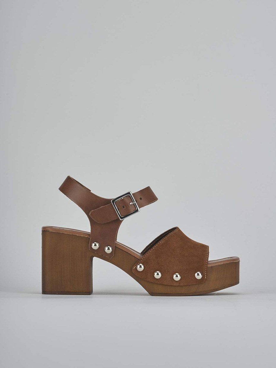 Sandali tacco 8cm camoscio marrone