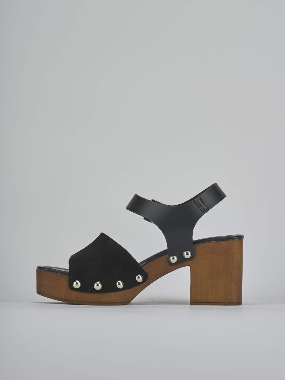 Sandali tacco 8cm camoscio nero
