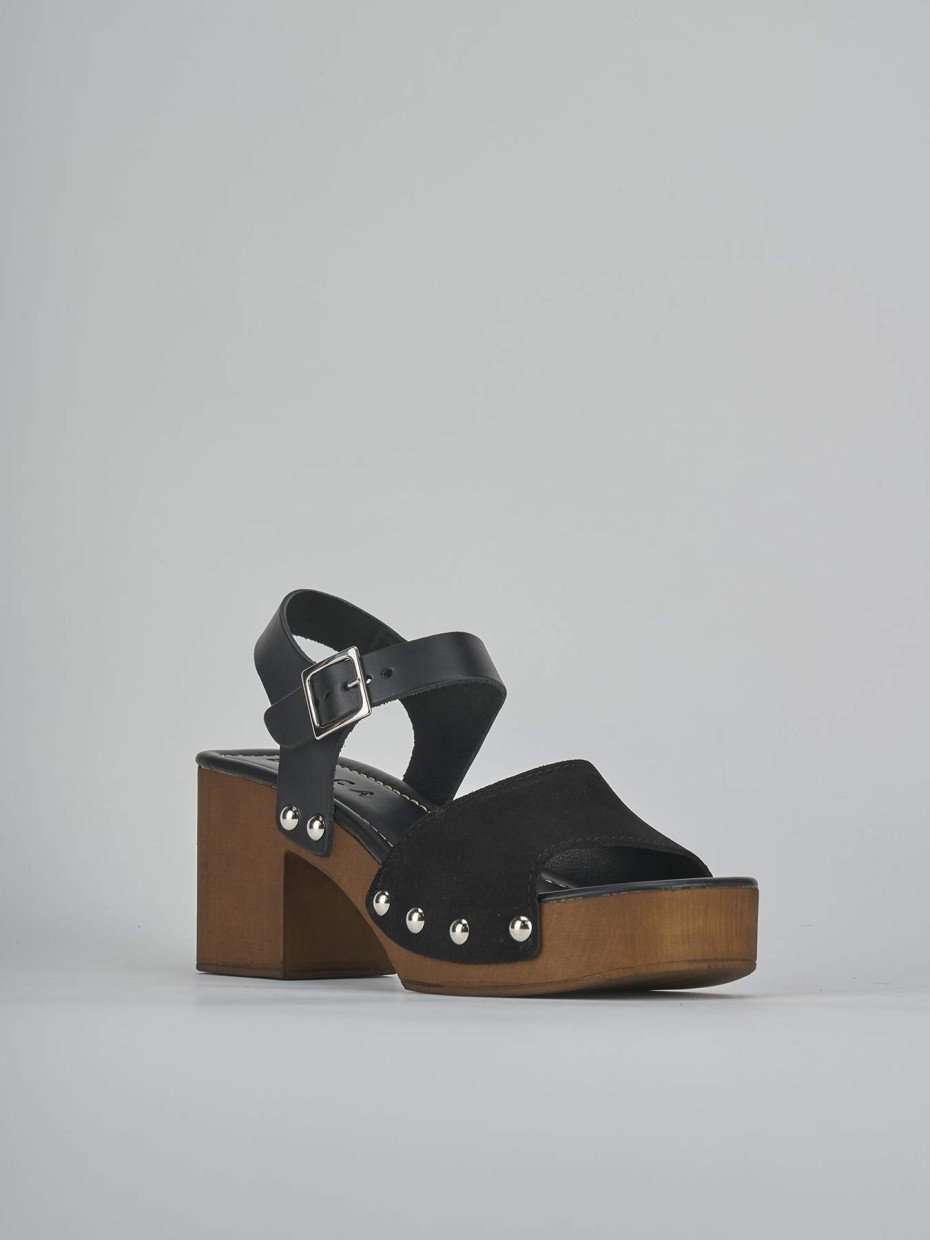 Sandali tacco 8cm camoscio nero
