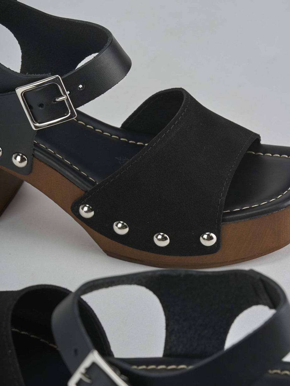 Sandali tacco 8cm camoscio nero