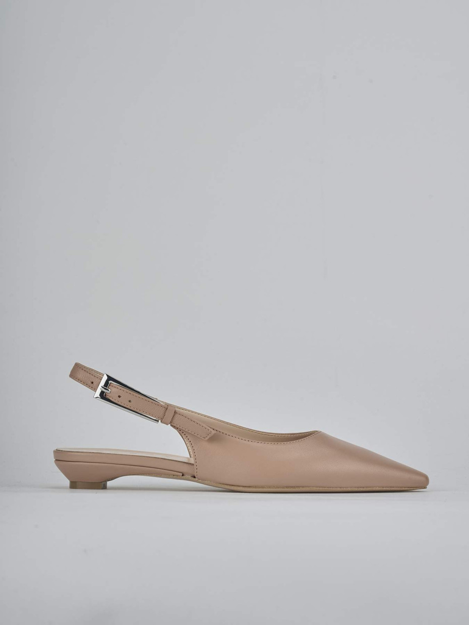 Ballerine tacco 2cm pelle marrone