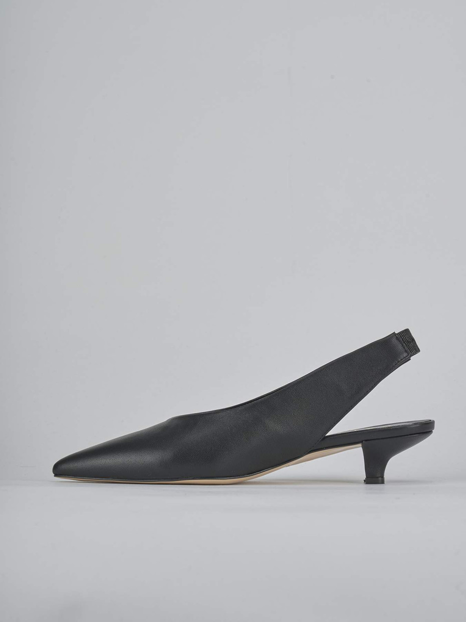 Décolleté e slingback tacco 4cm pelle nero