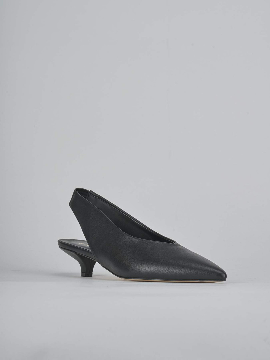 Décolleté e slingback tacco 4cm pelle nero