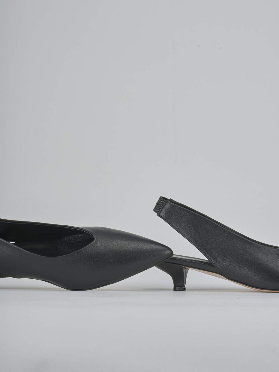 Décolleté e slingback tacco 4cm pelle nero