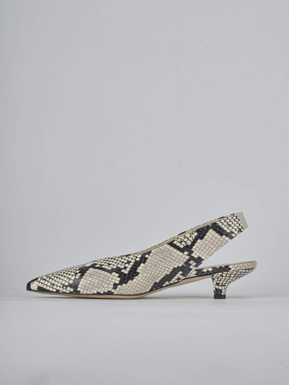Décolleté e slingback tacco 4cm pitone beige