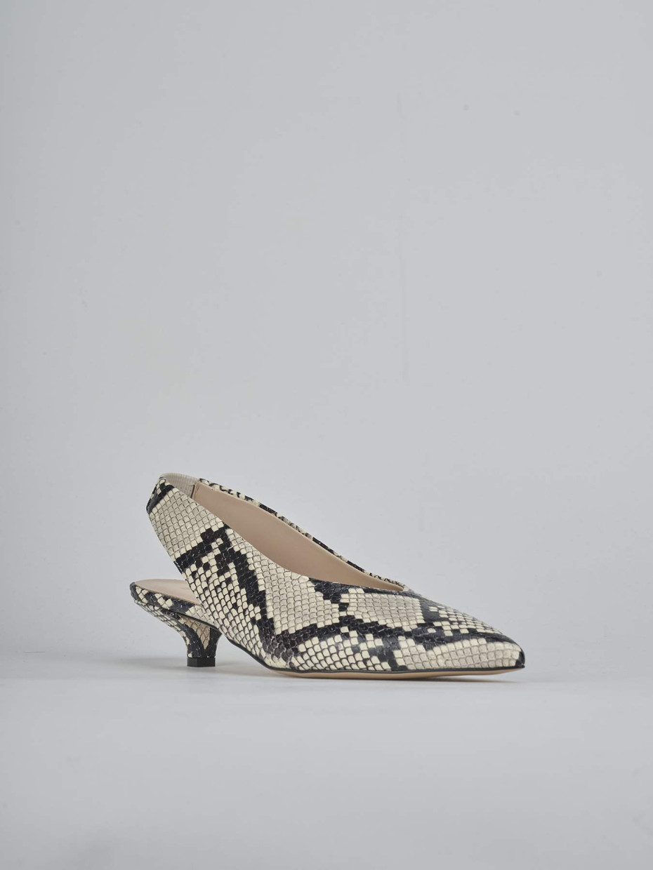 Décolleté e slingback tacco 4cm pitone beige