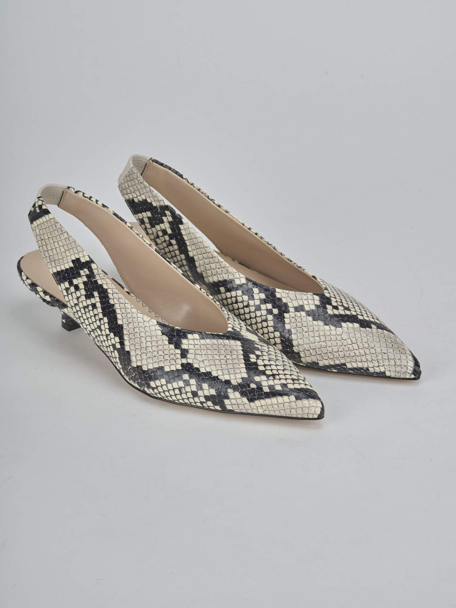 Décolleté e slingback tacco 4cm pitone beige