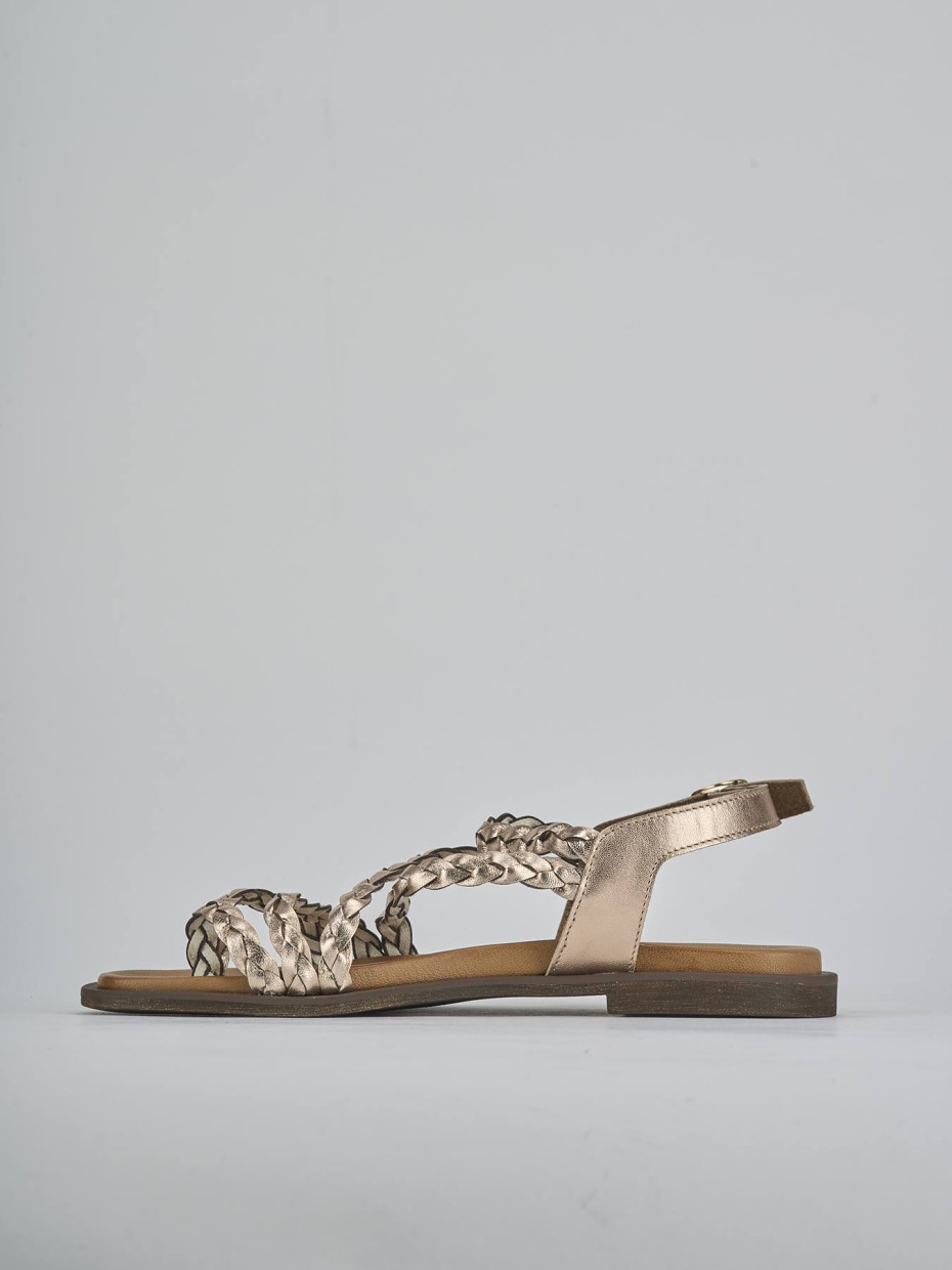 Sandali tacco 1cm pelle bronzo