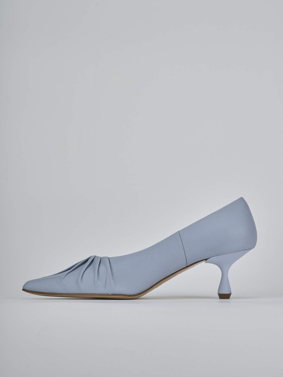 Décolleté e slingback tacco 5cm pelle azzurro