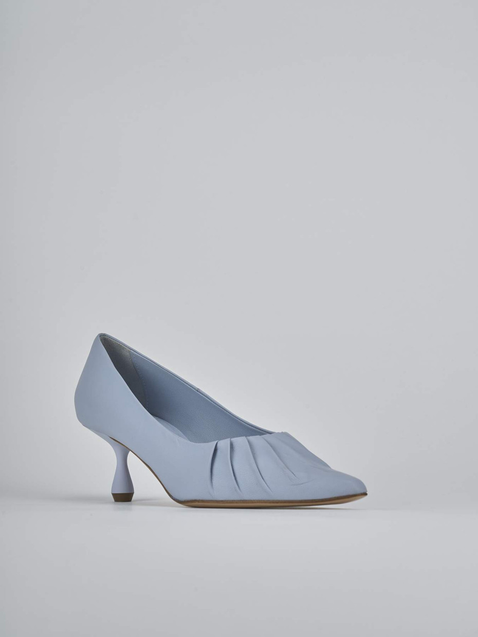Décolleté e slingback tacco 5cm pelle azzurro