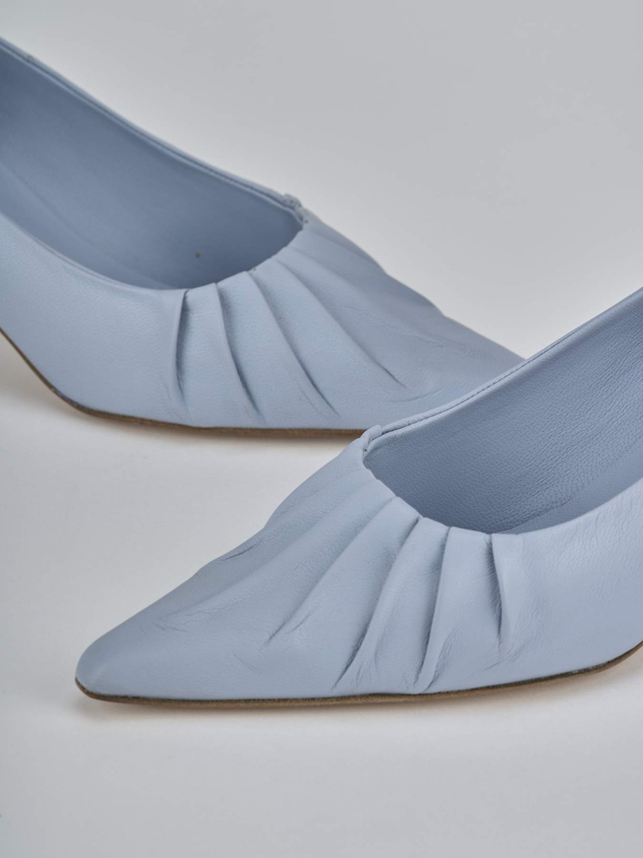 Décolleté e slingback tacco 5cm pelle azzurro