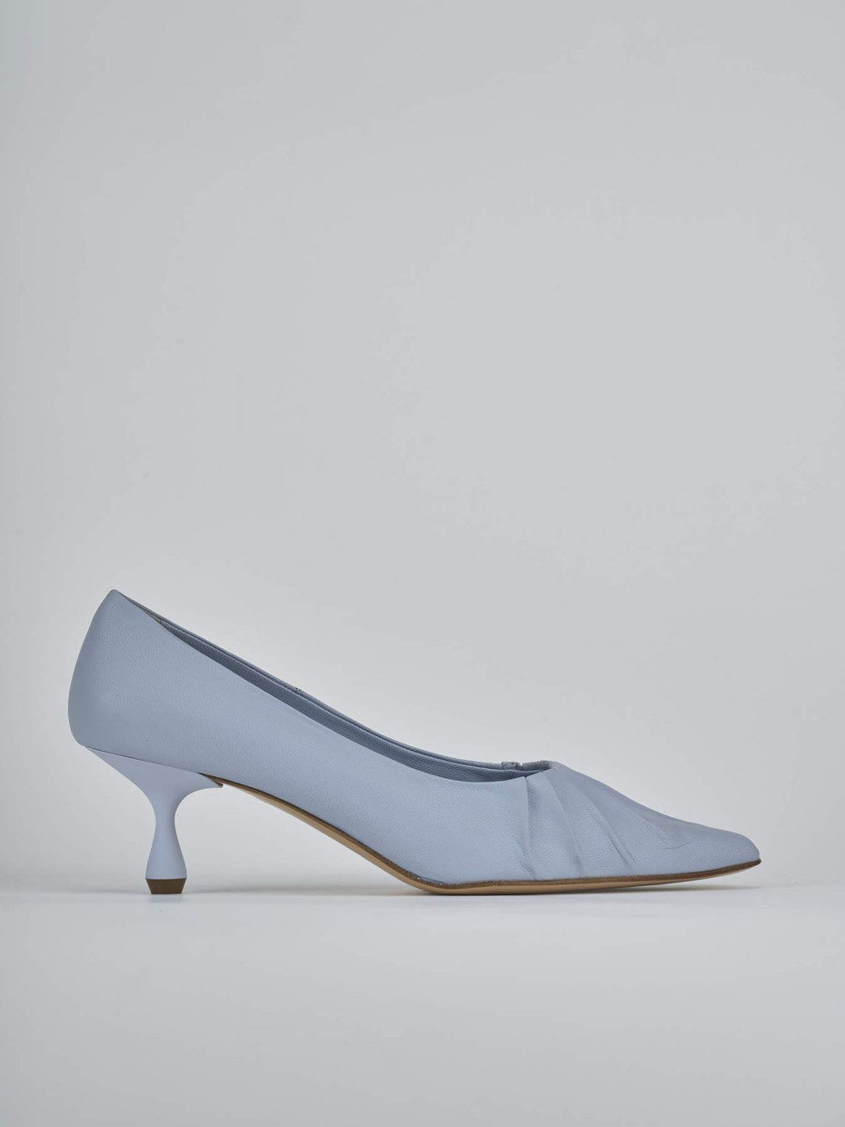 Décolleté e slingback tacco 5cm pelle azzurro