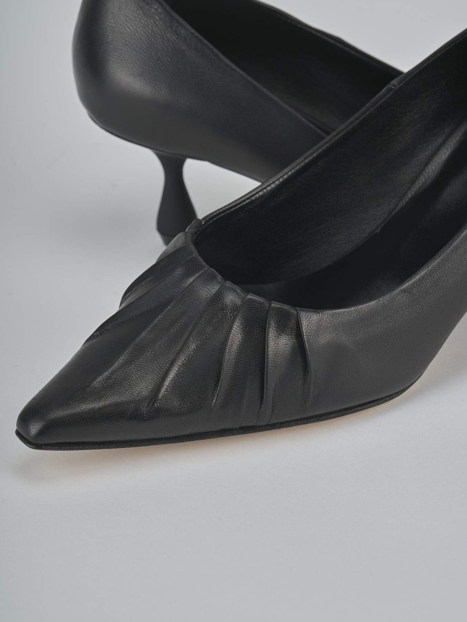 Décolleté e slingback tacco 6cm pelle nero