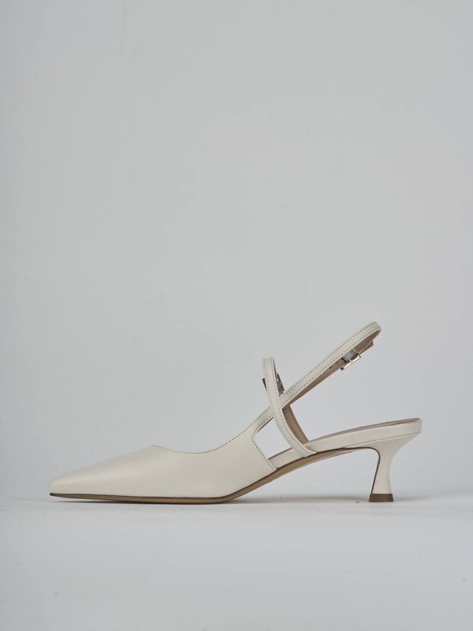 Décolleté e slingback tacco 5cm pelle bianco