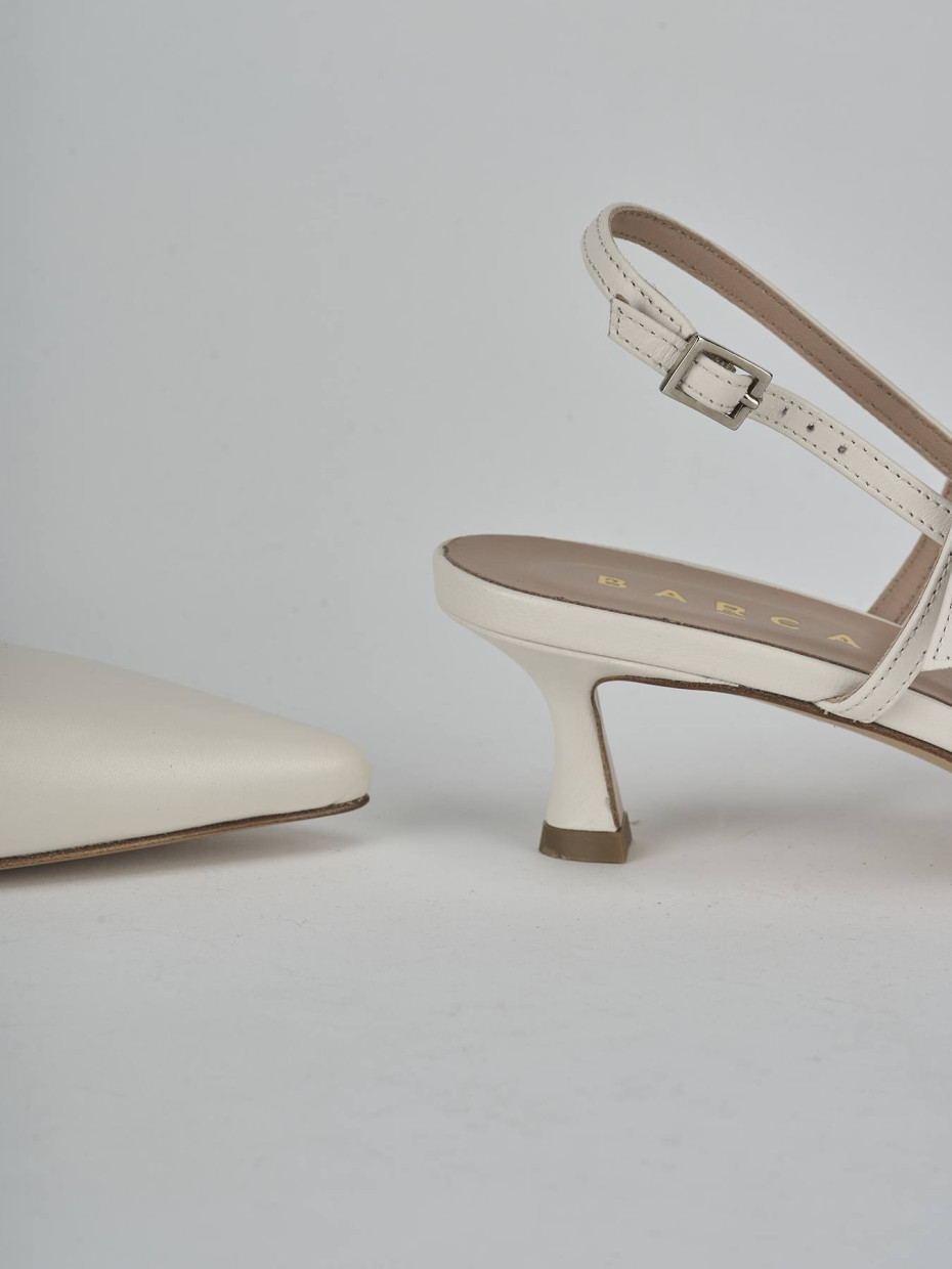 Décolleté e slingback tacco 5cm pelle bianco