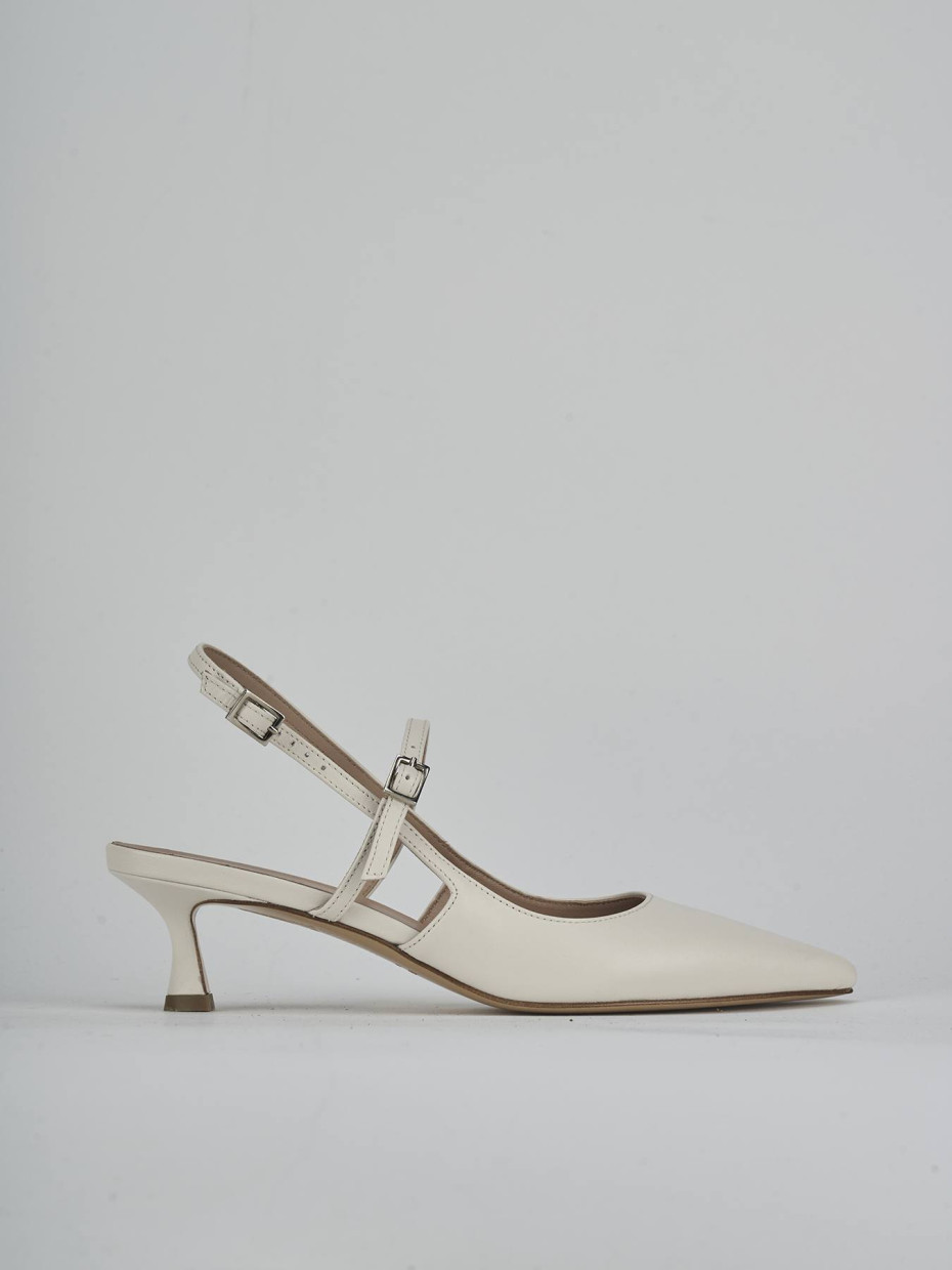 Décolleté e slingback tacco 5cm pelle bianco