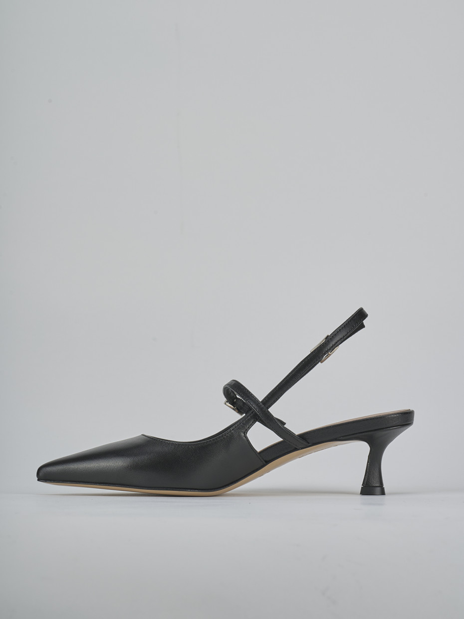 Décolleté e slingback tacco 5cm pelle nero