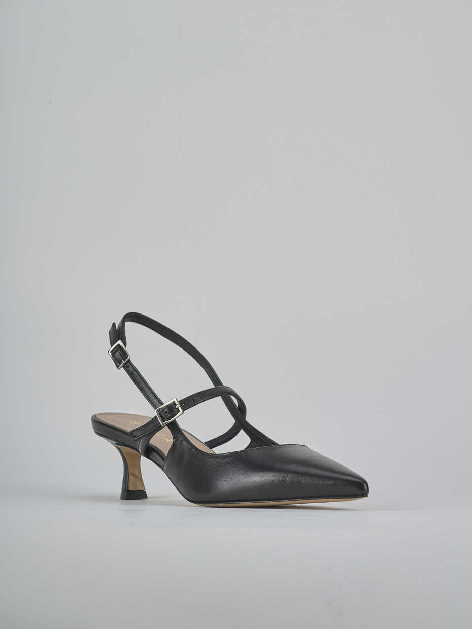 Décolleté e slingback tacco 5cm pelle nero