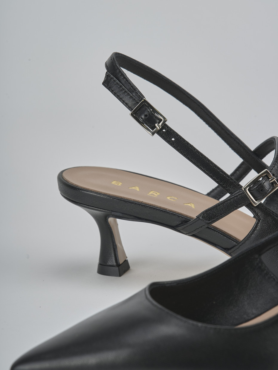 Décolleté e slingback tacco 5cm pelle nero
