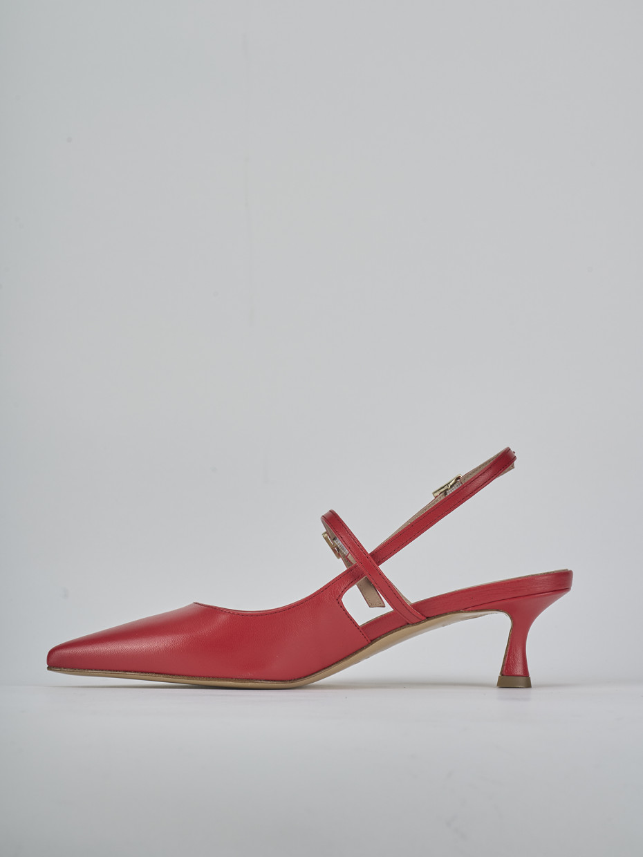 Décolleté e slingback tacco 5cm pelle rosso