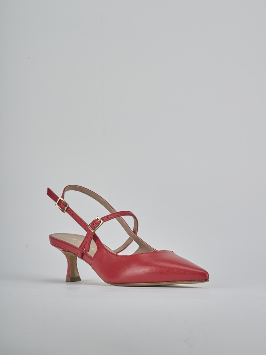 Décolleté e slingback tacco 5cm pelle rosso