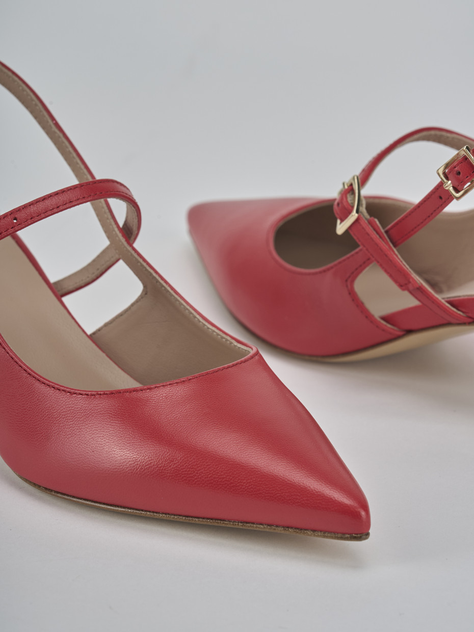 Décolleté e slingback tacco 5cm pelle rosso