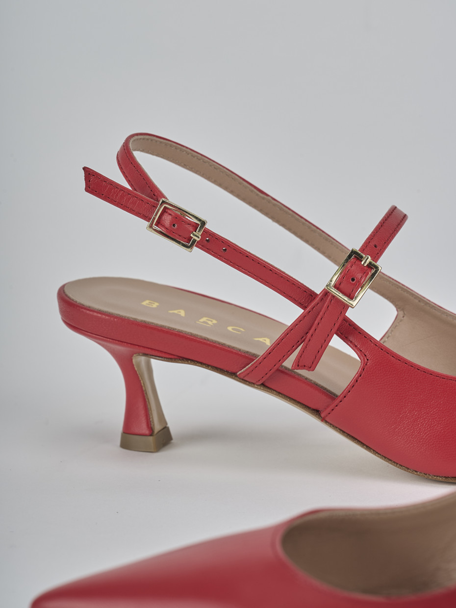 Décolleté e slingback tacco 5cm pelle rosso