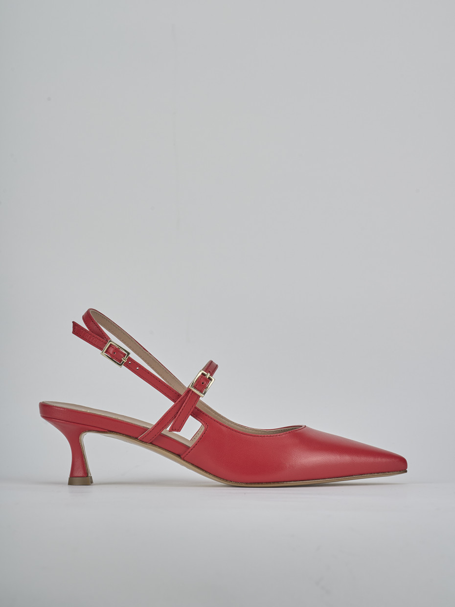 Décolleté e slingback tacco 5cm pelle rosso