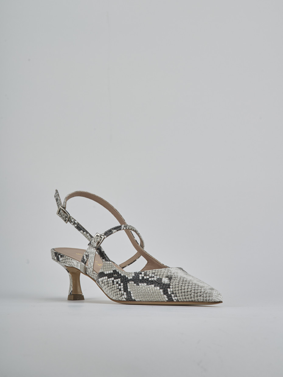 Décolleté e slingback tacco 5cm pitone beige