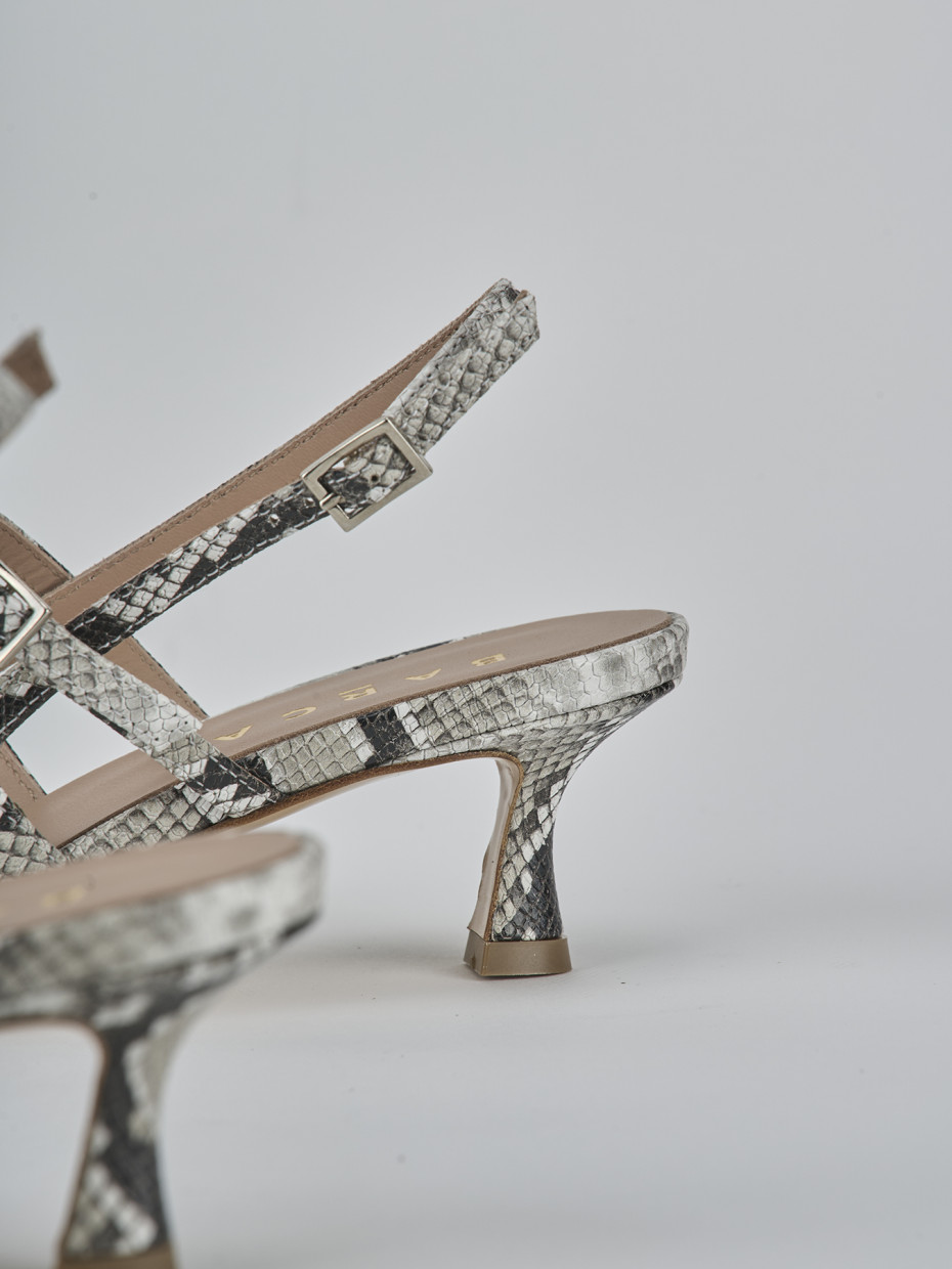 Décolleté e slingback tacco 5cm pitone beige