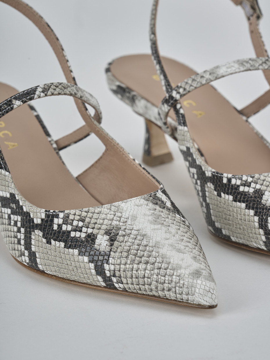 Décolleté e slingback tacco 5cm pitone beige