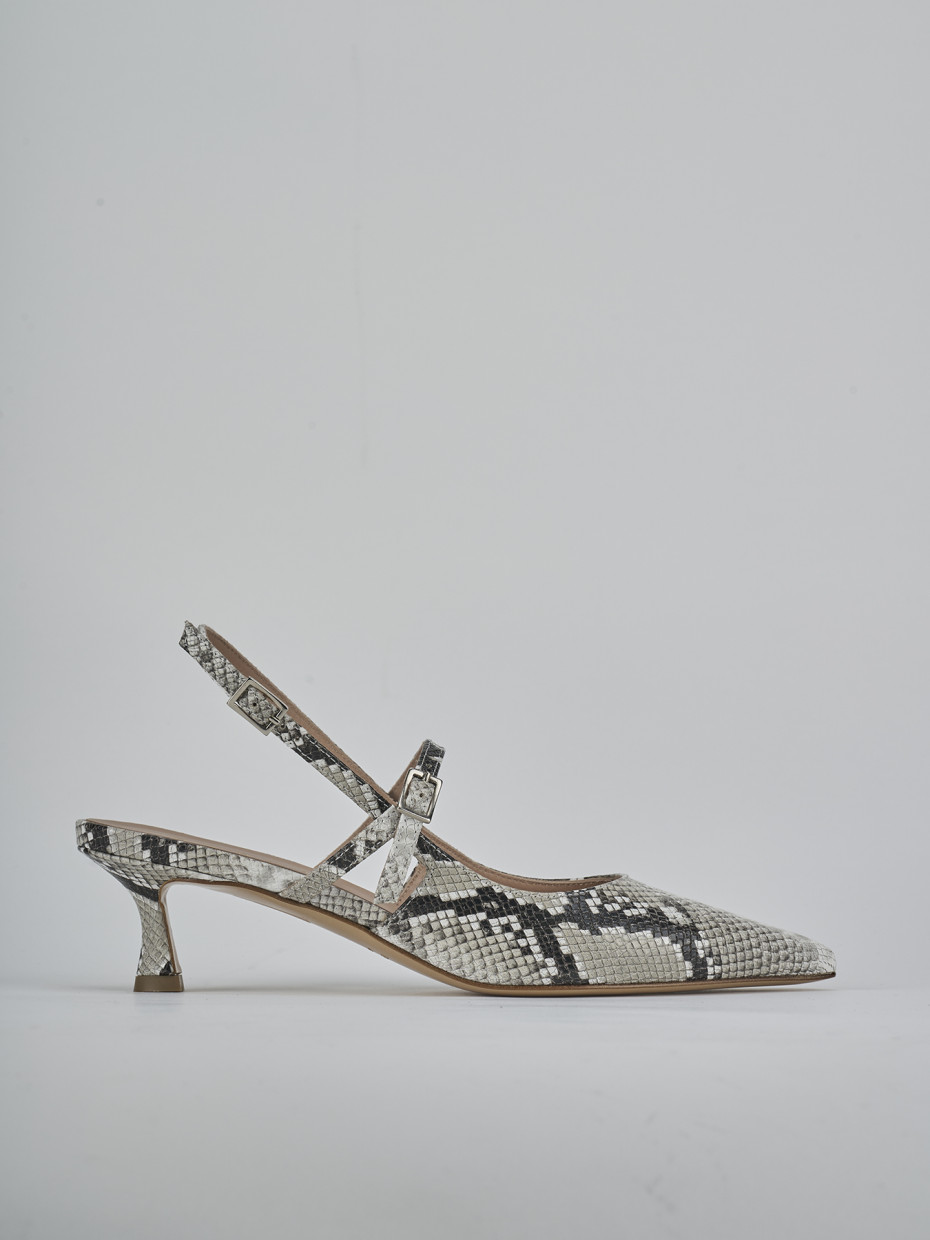 Décolleté e slingback tacco 5cm pitone beige