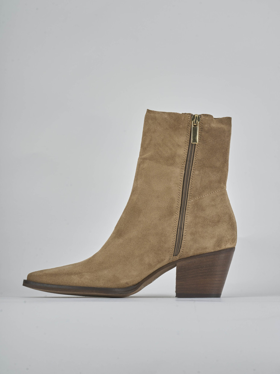 Stivaletti tacco 6cm camoscio marrone