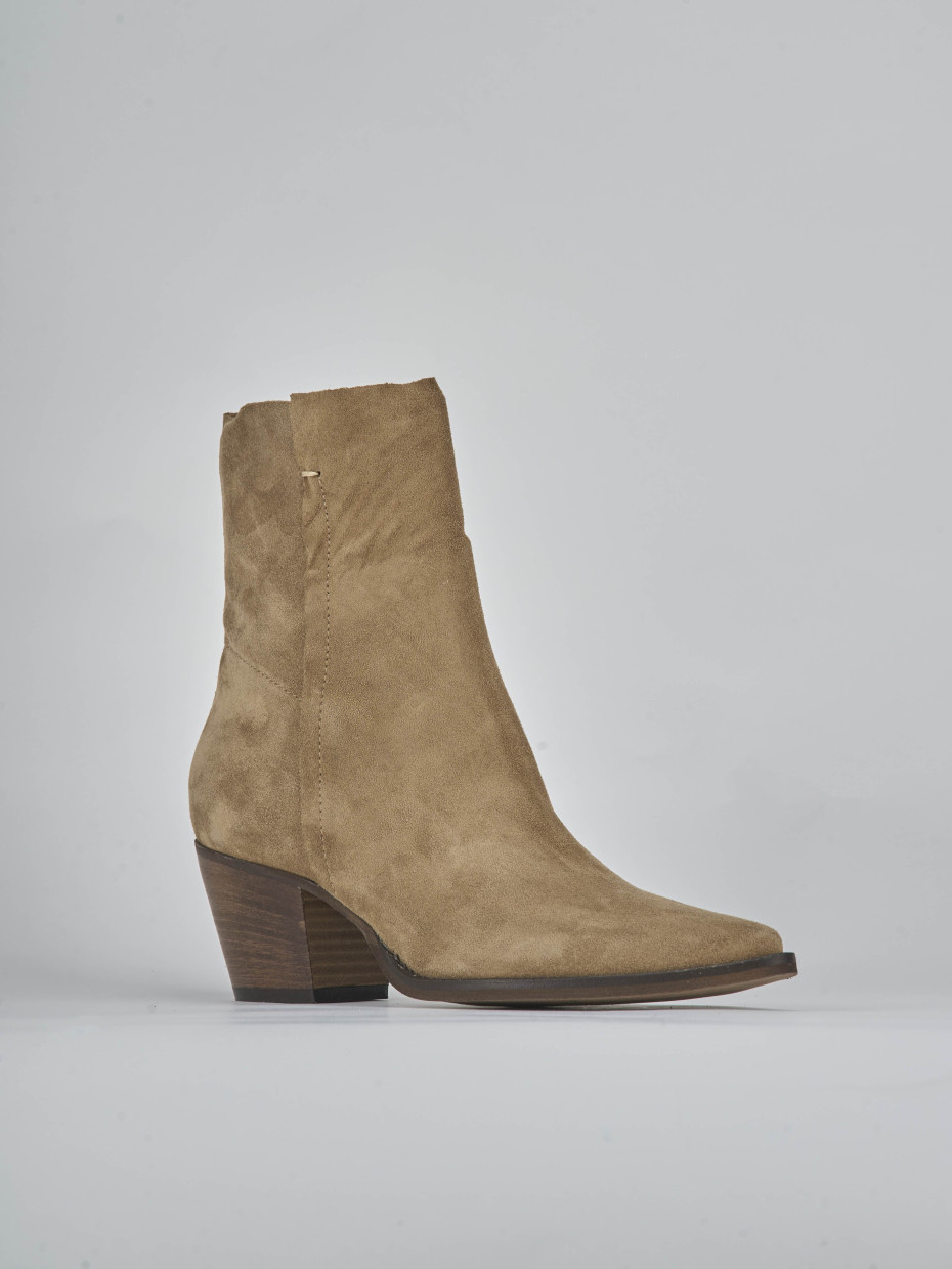Stivaletti tacco 6cm camoscio marrone