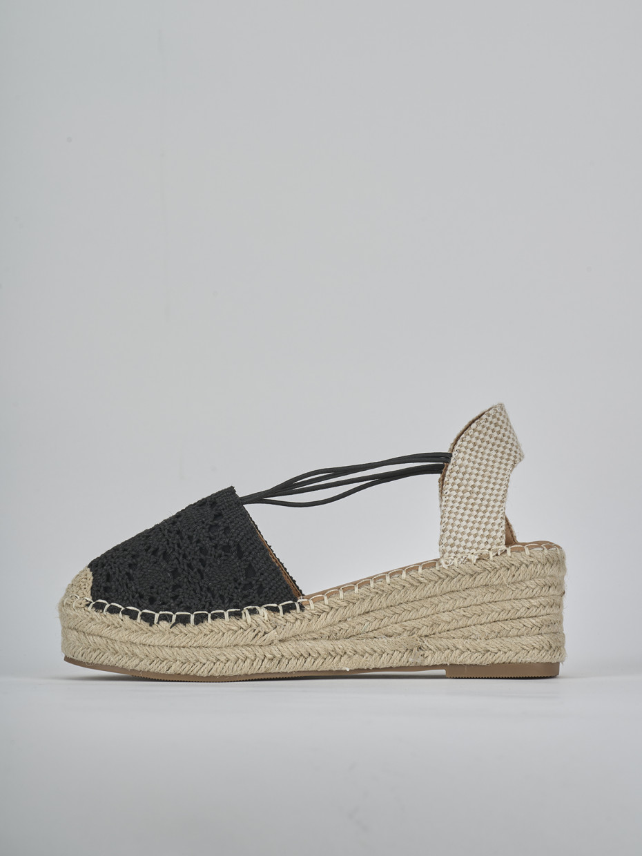 Espadrillas tacco 6cm cam. sosten nero