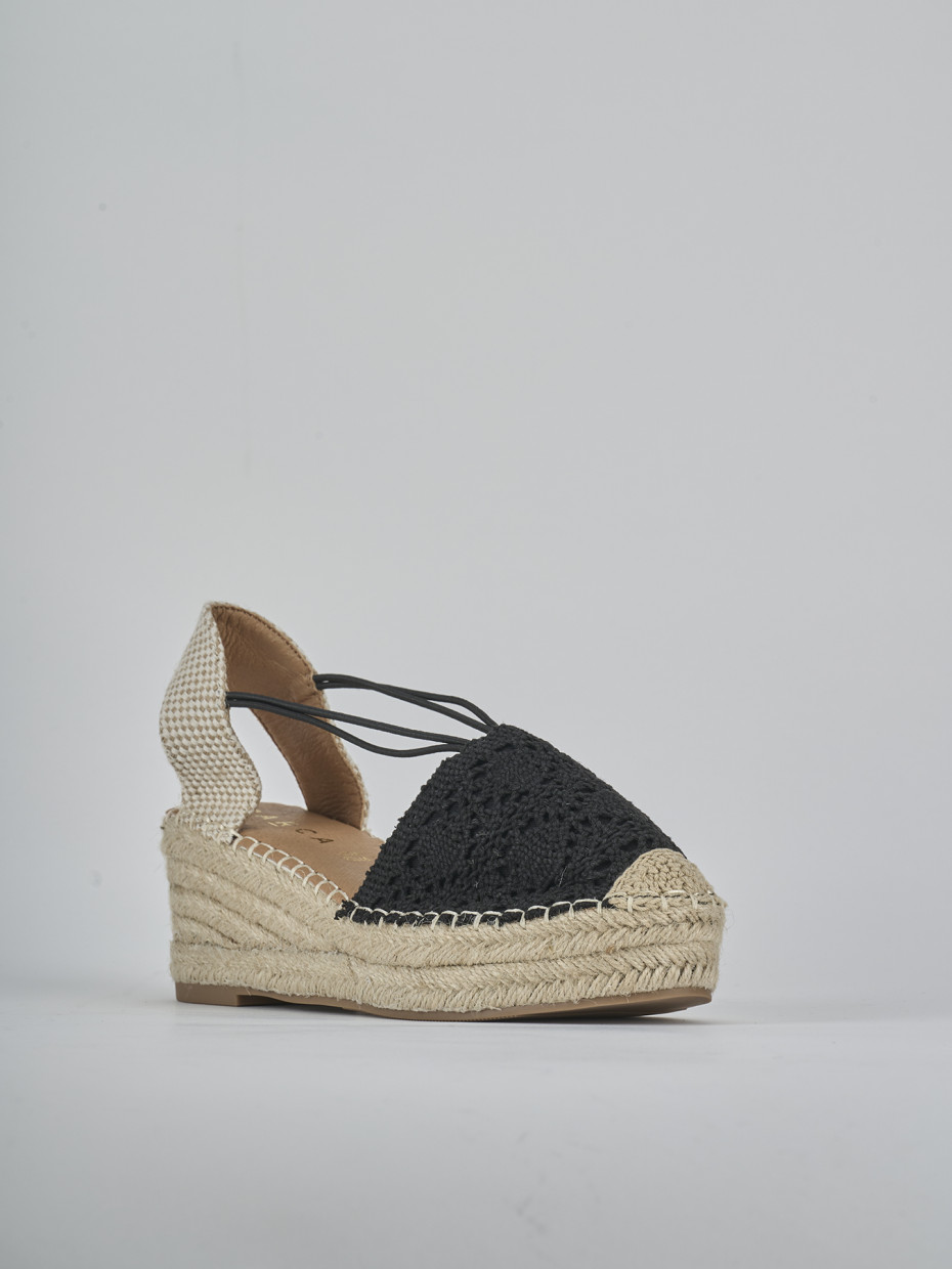 Espadrillas tacco 6cm cam. sosten nero