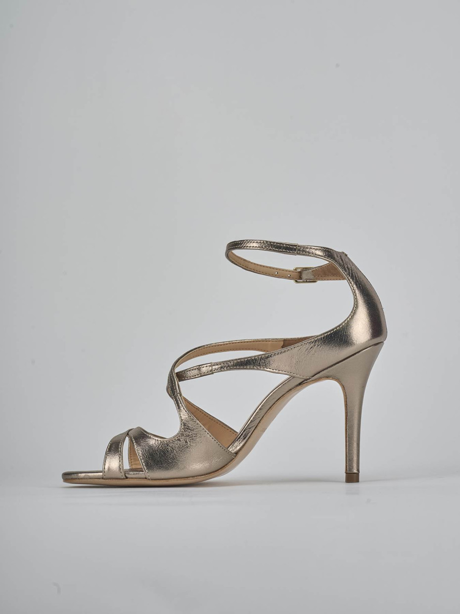 Sandali tacco 9cm laminato argento