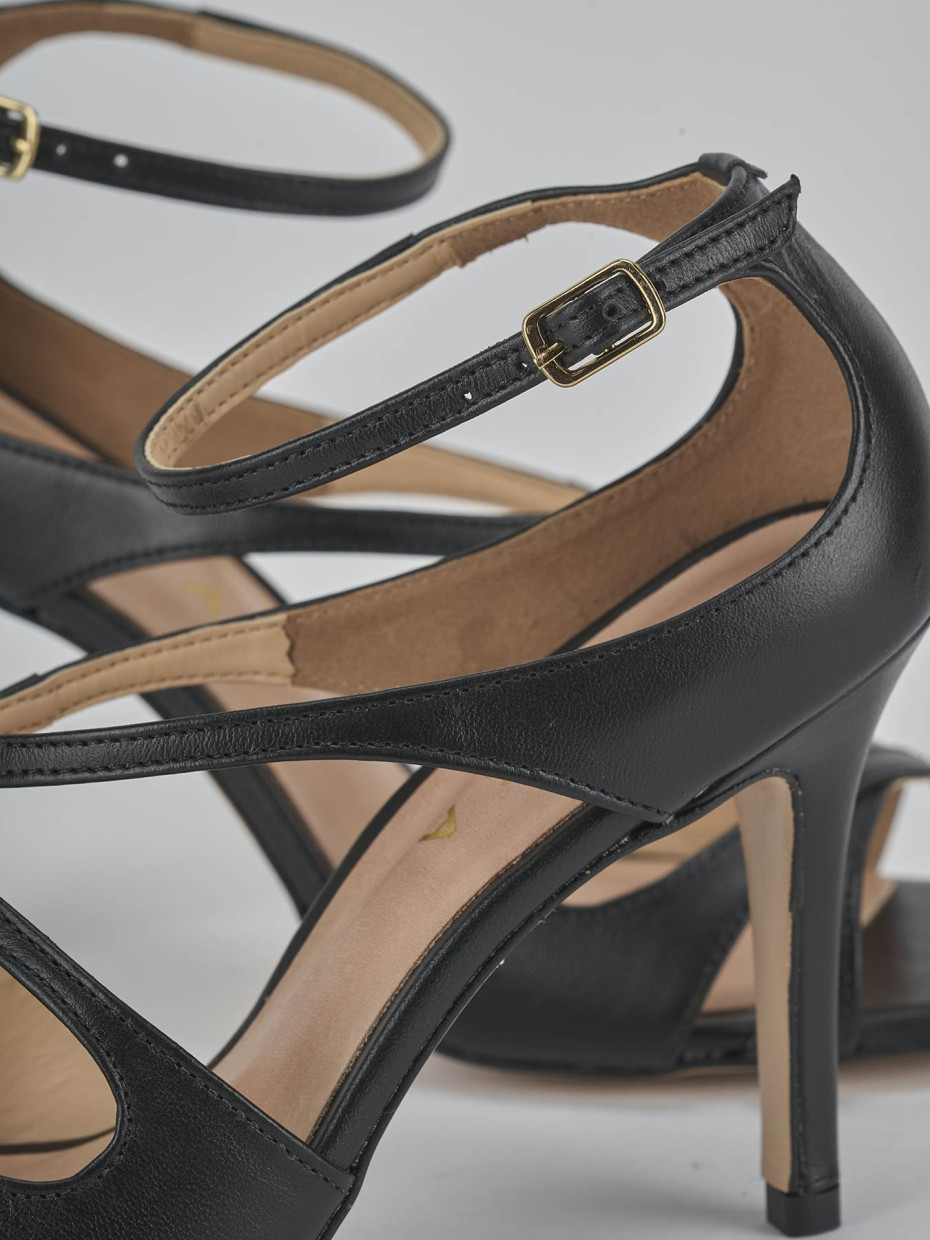 Sandali tacco 9cm pelle nero