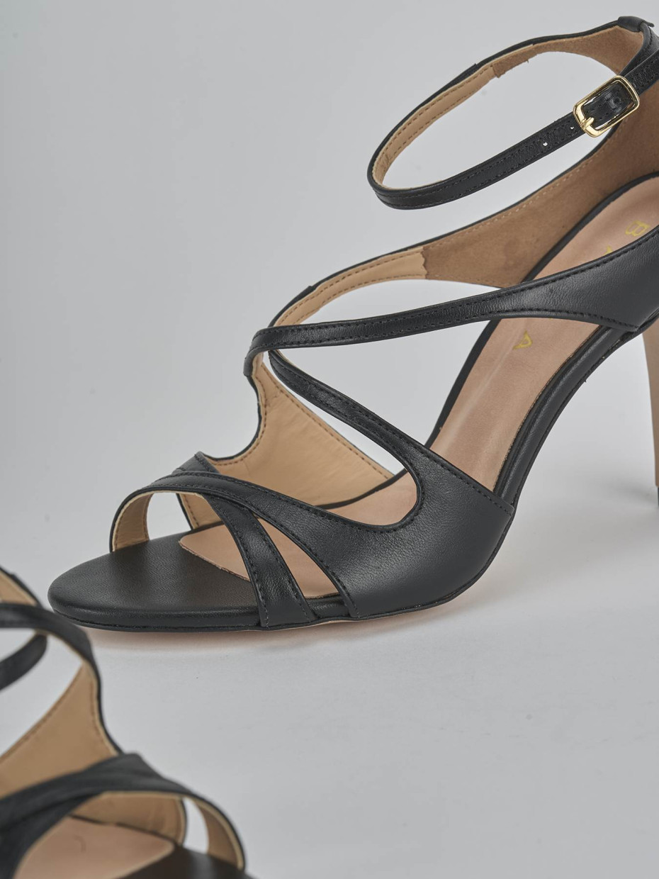 Sandali tacco 9cm pelle nero
