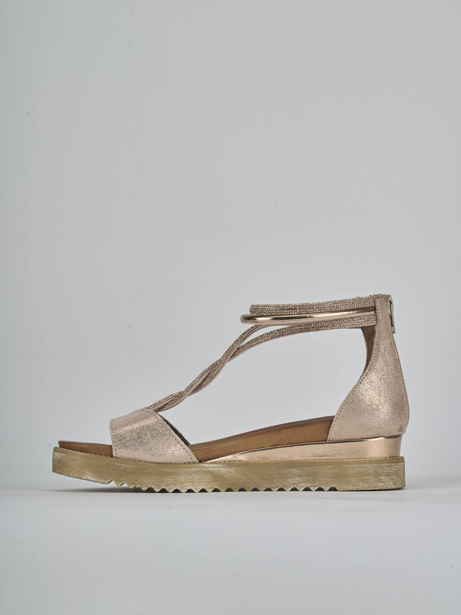 Sandali tacco 2cm pelle bronzo