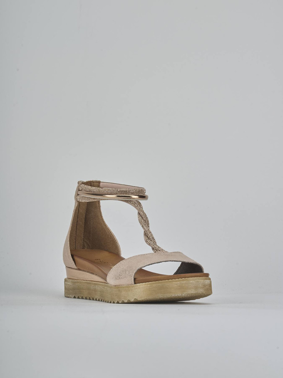 Sandali tacco 2cm pelle bronzo