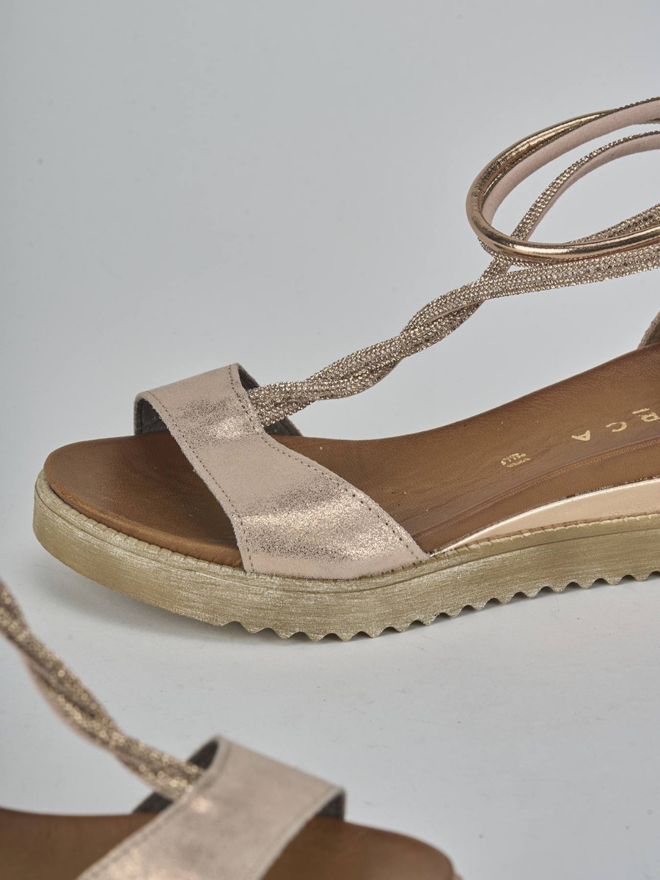 Sandali tacco 2cm pelle bronzo