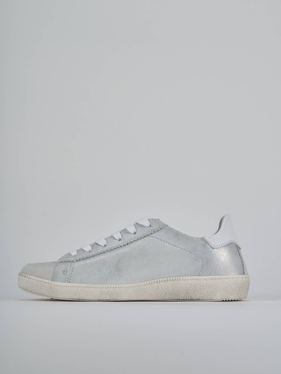 Sneakers pelle argento